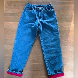 LL Bean VTG Fleece Lined High Rise Jeans Sz 12 See Measurements 29" Waist Womens